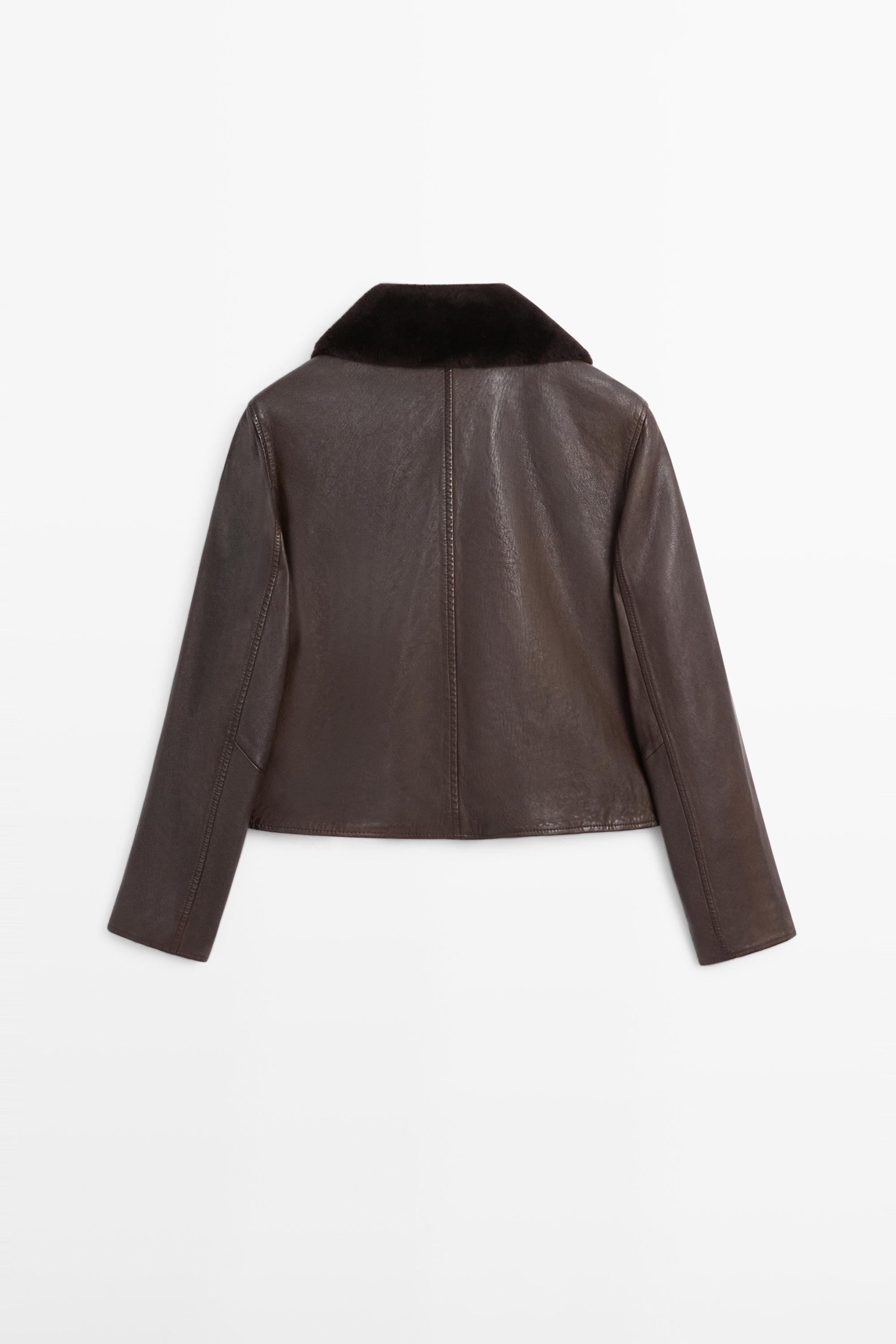 Nappa leather jacket with lambskin collar