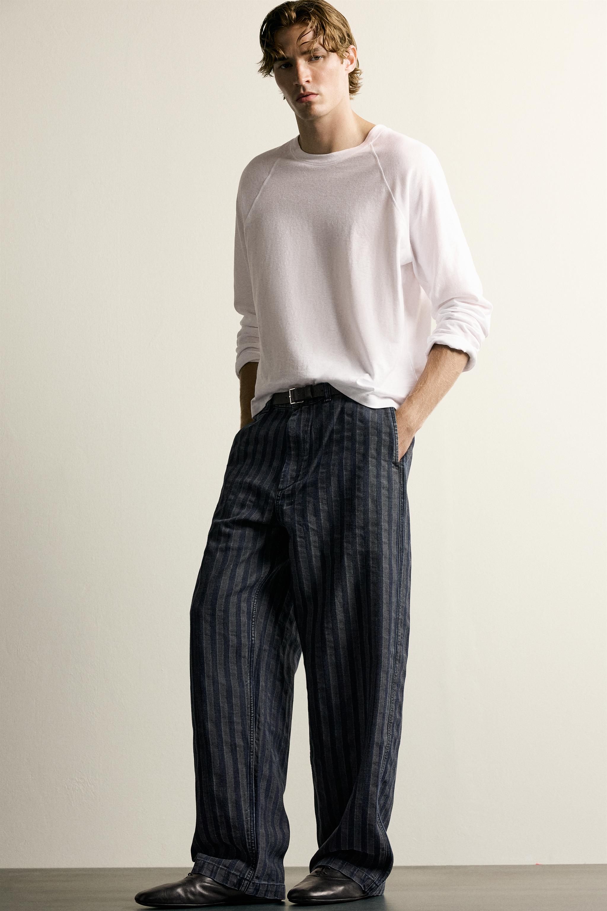 STRIPED RELAXED FIT CHINO PANTS