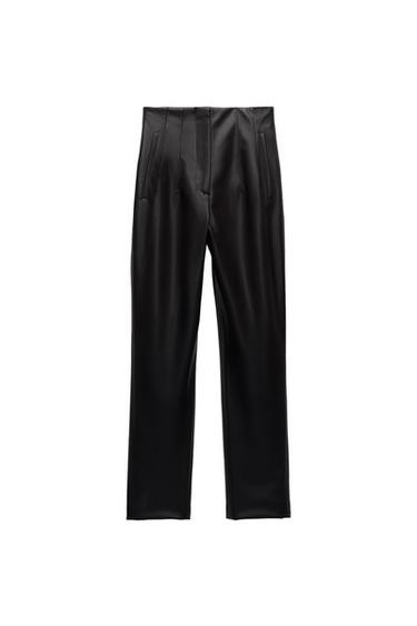 HIGH-WAIST FAUX LEATHER TROUSERS
