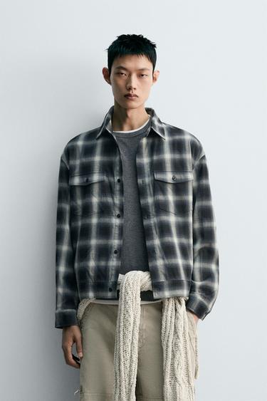 CHECK RELAXED FIT OVERSHIRT - Black / White by Zara