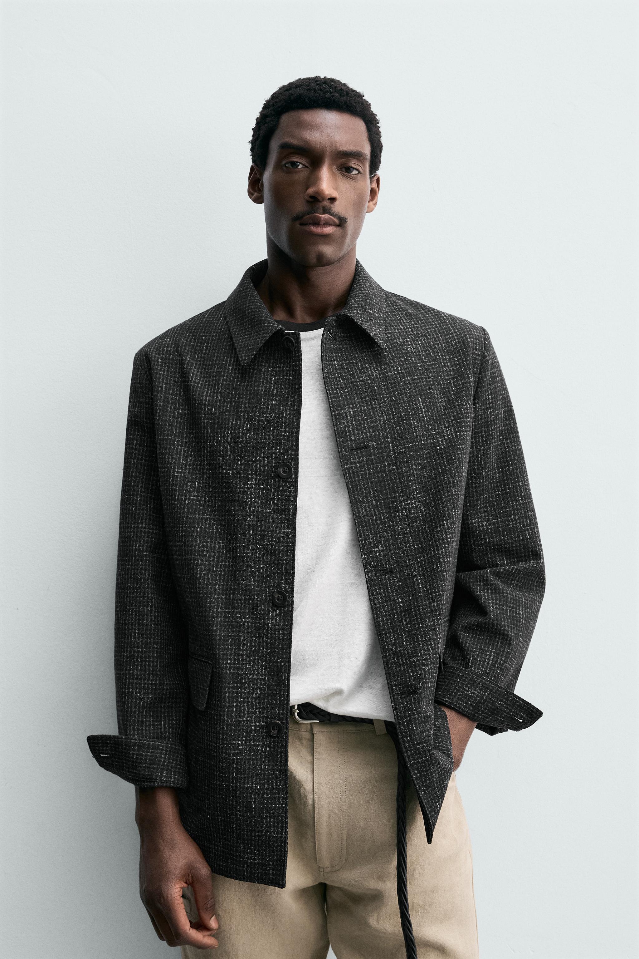 リラックスフィット ワッフルテクスチャーブレザー - ブラック | ZARA