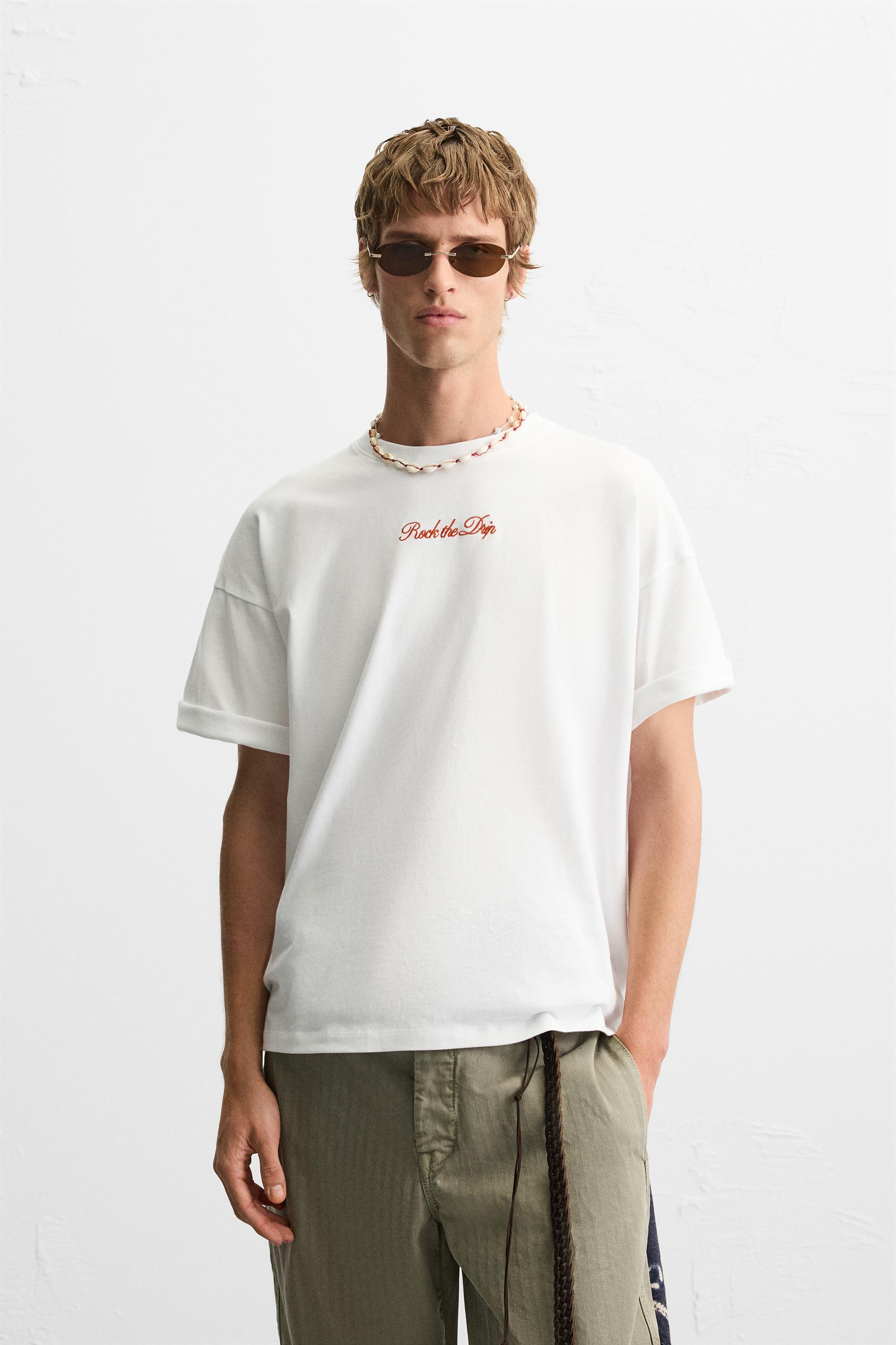 【ZARA】コントラストプリント Tシャツ サンド | 1165/406/711 COMBINATION PRINT T-SHIRT - Sand | ZARA United States