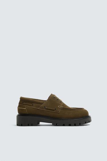 ZAPATO NÁUTICO PIEL - Verde agua de Zara