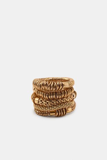 PACK OF 5 ELASTICATED METALLIC BRACELETS - Golden by Zara