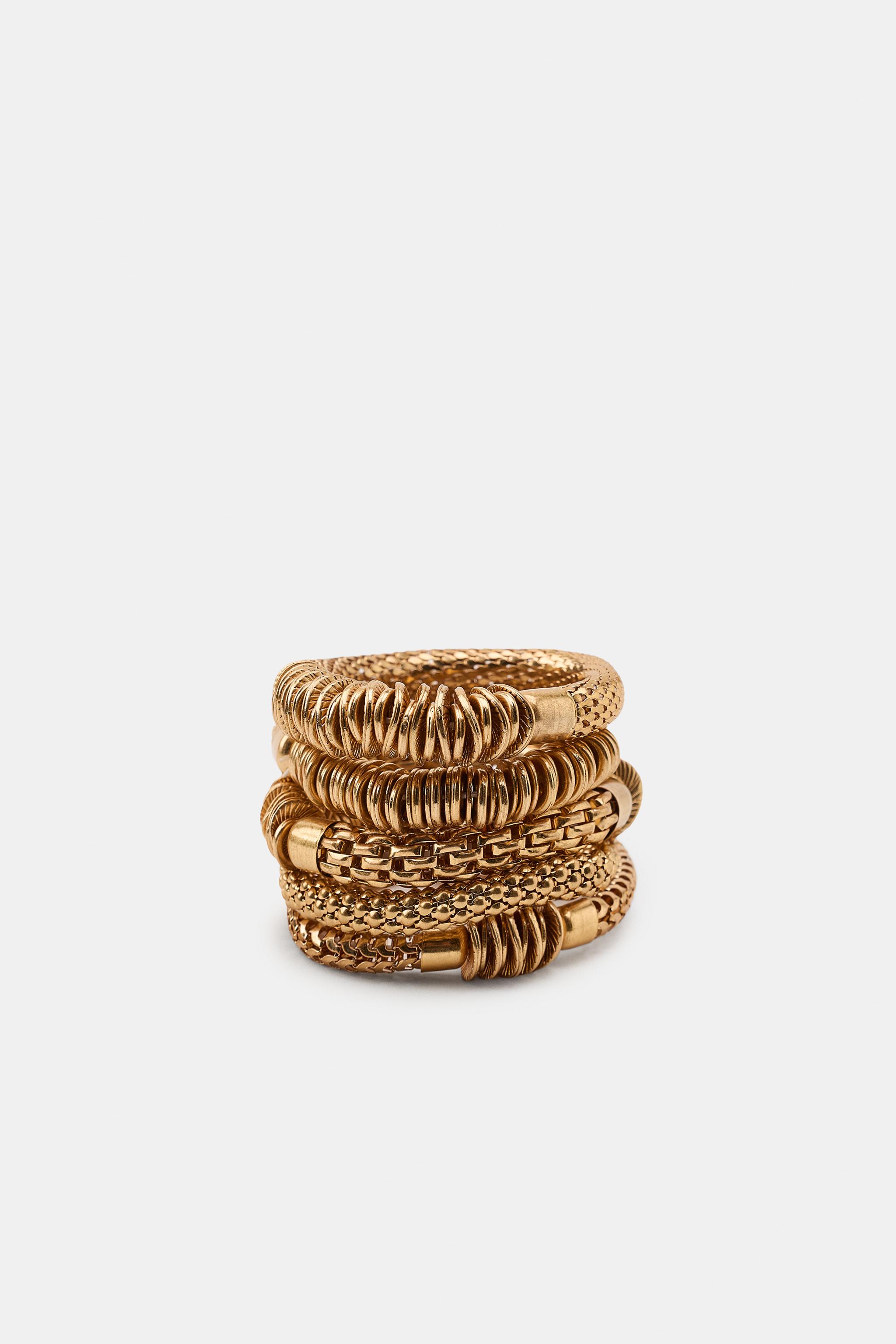 LOT DE 5 BRACELETS ÉLASTIQUES À PIÈCES MÉTALLIQUES