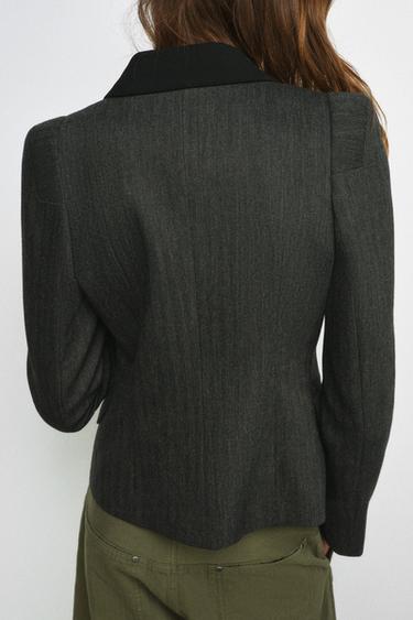 ZW COLLECTION COMBINED HERRINGBONE BLAZER - Dark grey by Zara - Image 2