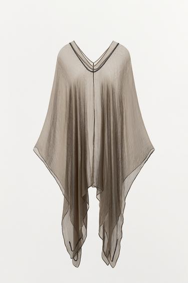 CAPE LONGUE 100% VISCOSE BRILLANTE - Marron / Taupe de Zara - Image 5