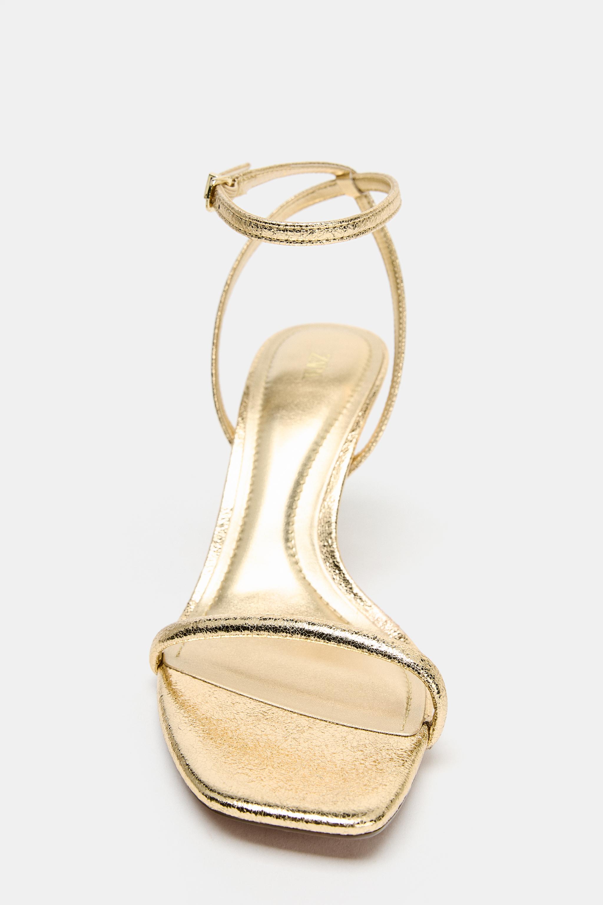 METALLIC EFFECT HEELED SANDALS