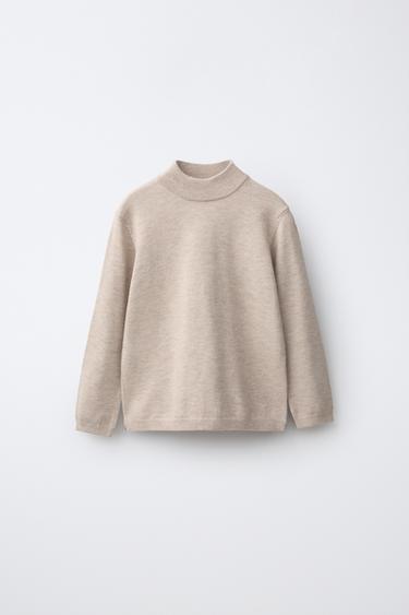 Zara MOCK NECK KNIT JUMPER - Light beige