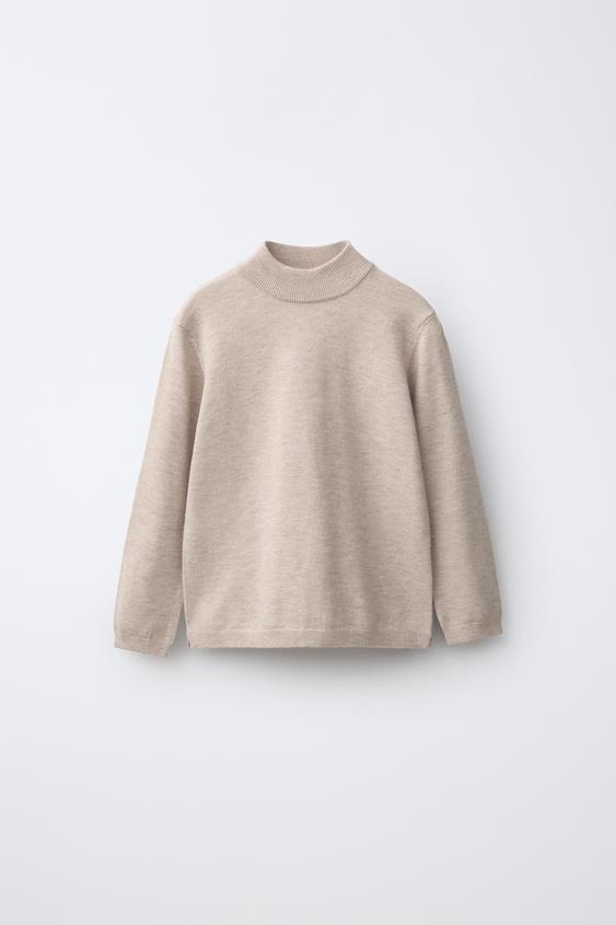 HIGH NECK KNIT JUMPER - Light beige by Zara - Image 0