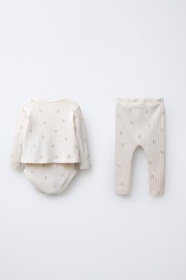 GOOSE PRINT CARDIGAN, BODY AND LEGGINGS SET - Light beige by Zara - Image 1
