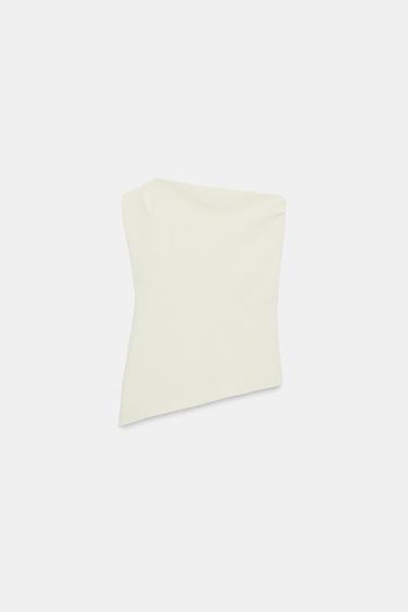 TOP ASYMÉTRIQUE EN MAILLE - Écru de Zara - Image 6
