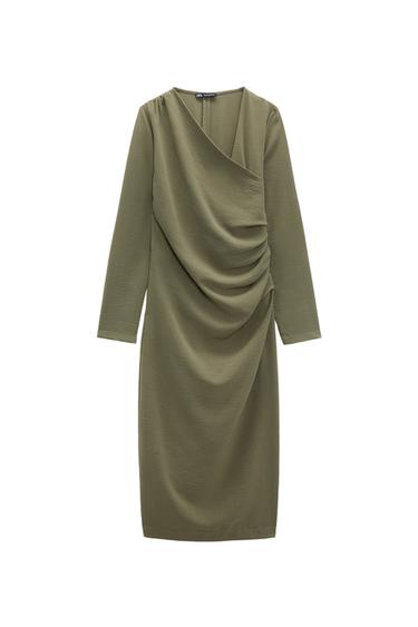 RUCHED WRAP DRESS