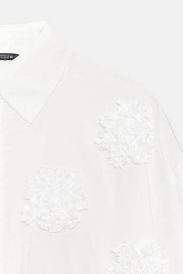 FLOWING SHIRT WITH EMBOSSED FLOWERS - White by Zara - Image 7