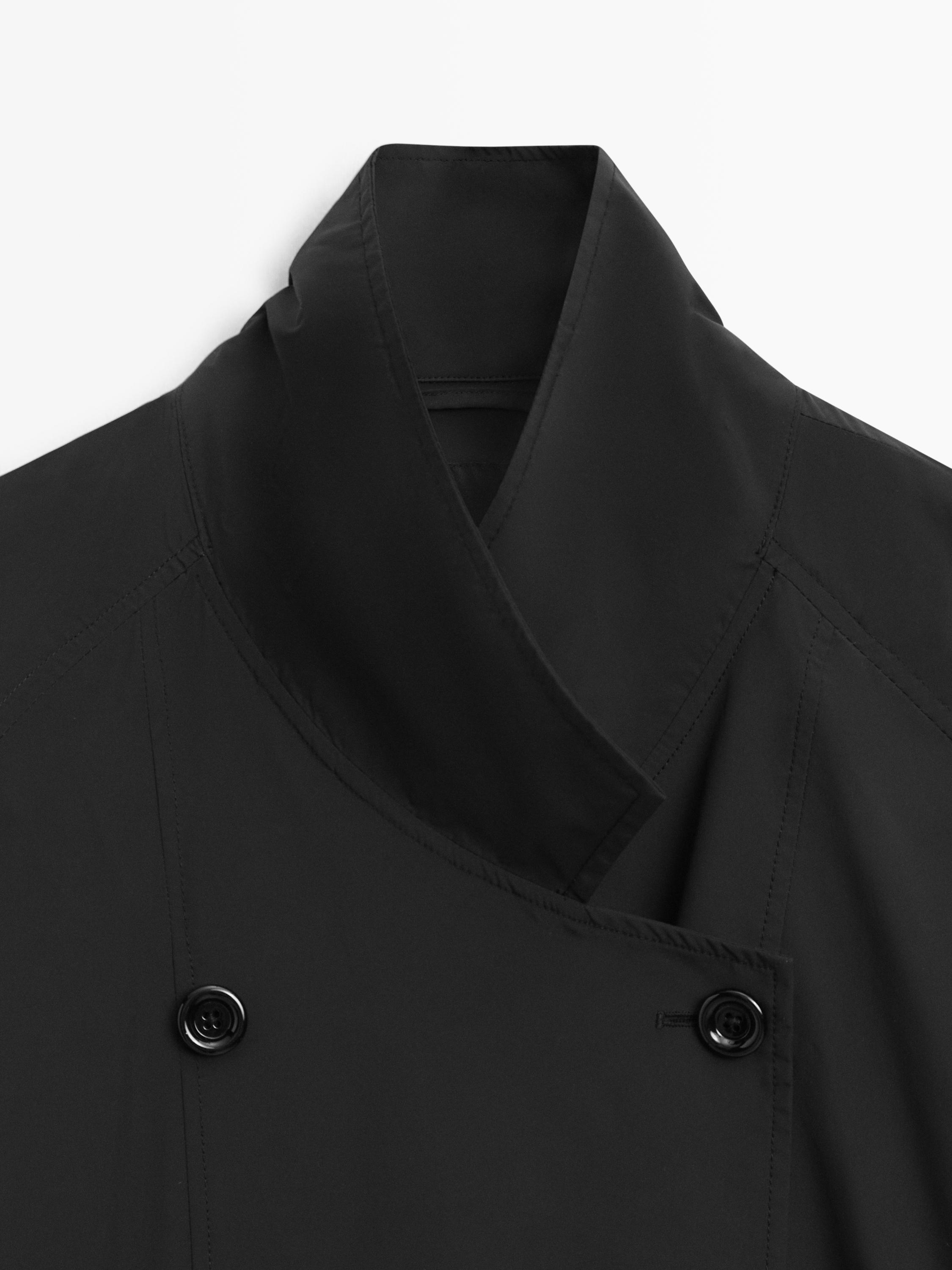 Double-breasted technical trench coat