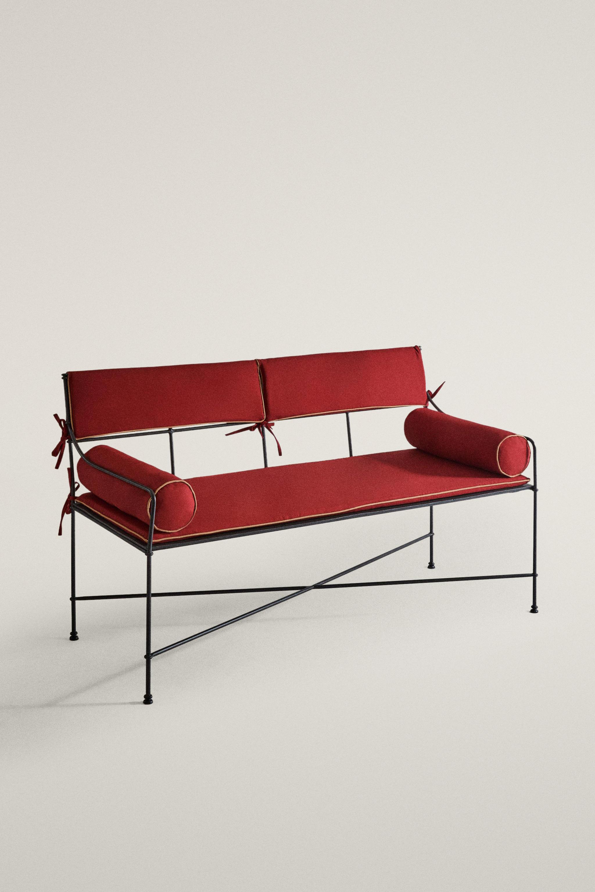 OUTDOOR WROUGHT IRON DOUBLE BENCH