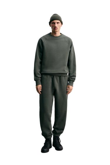Zara RELAXED FIT CREWNECK SWEATSHIRT - Mid-green