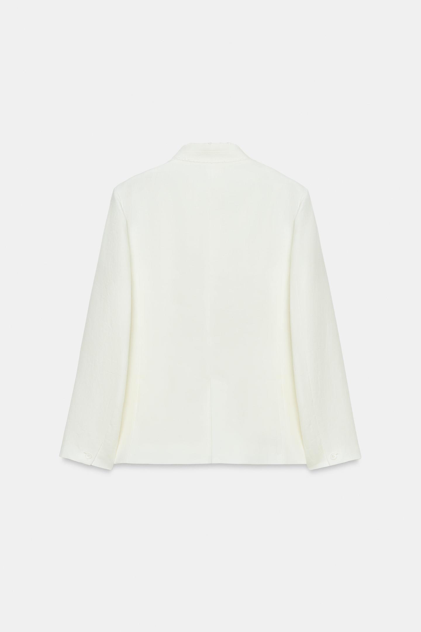 Женский пиджак Zara ZW Collection 100% Linen Blazer, цвет: Белый — фото 8