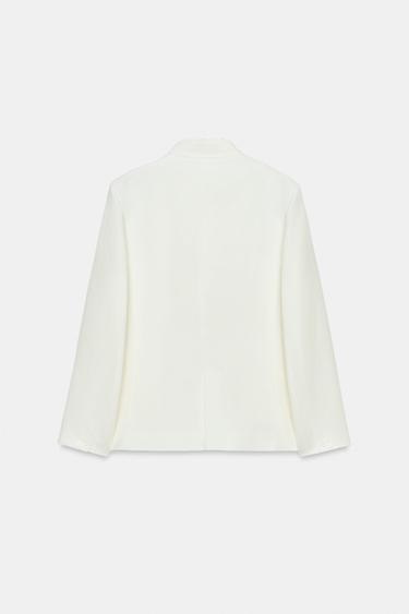 ZW COLLECTION 100% LINEN BLAZER - White by Zara - Image 7
