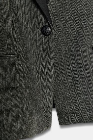ZW COLLECTION COMBINED HERRINGBONE BLAZER - Dark grey by Zara - Image 6