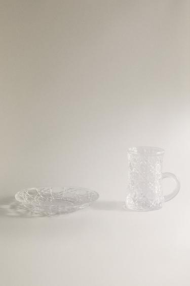 RAISED DESIGN GLASS MUG AND SAUCER - 990 by Zara - Image 4