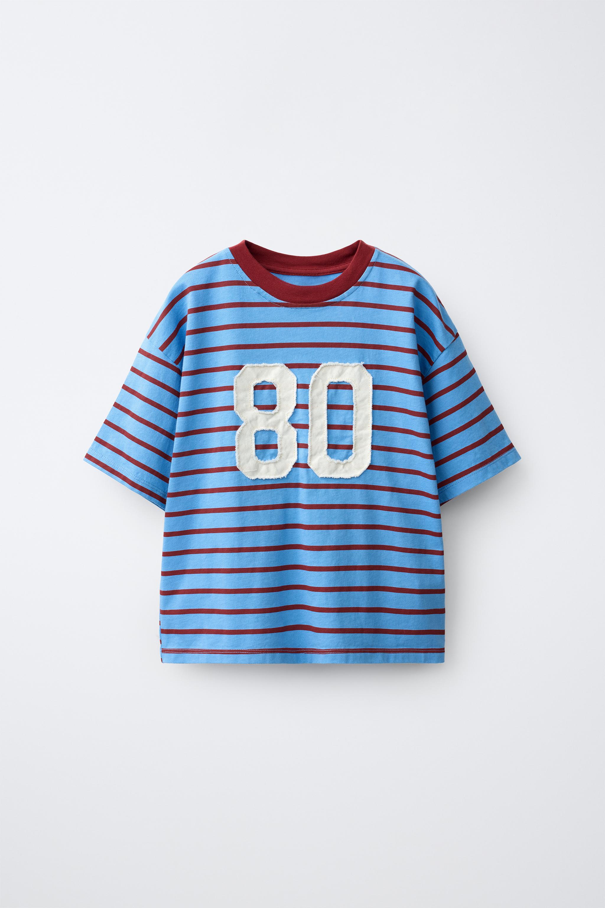 STRIPED NUMBER PATCH T-SHIRT