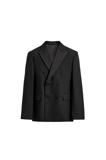 BLAZER CRUZADA TRAJE SMOKING - Negro de Zara