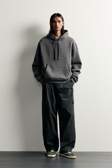 SUDADERA RELAXED FIT CAPUCHA BÁSICA - Antracita oscuro de Zara