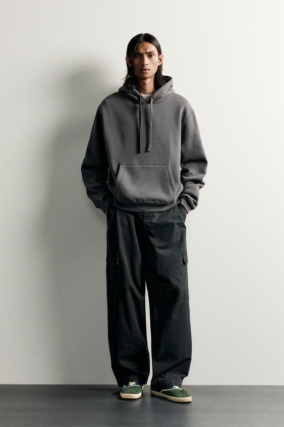 BASIC RELAXED FIT HOODIE - Dark anthracite by Zara - Image 0