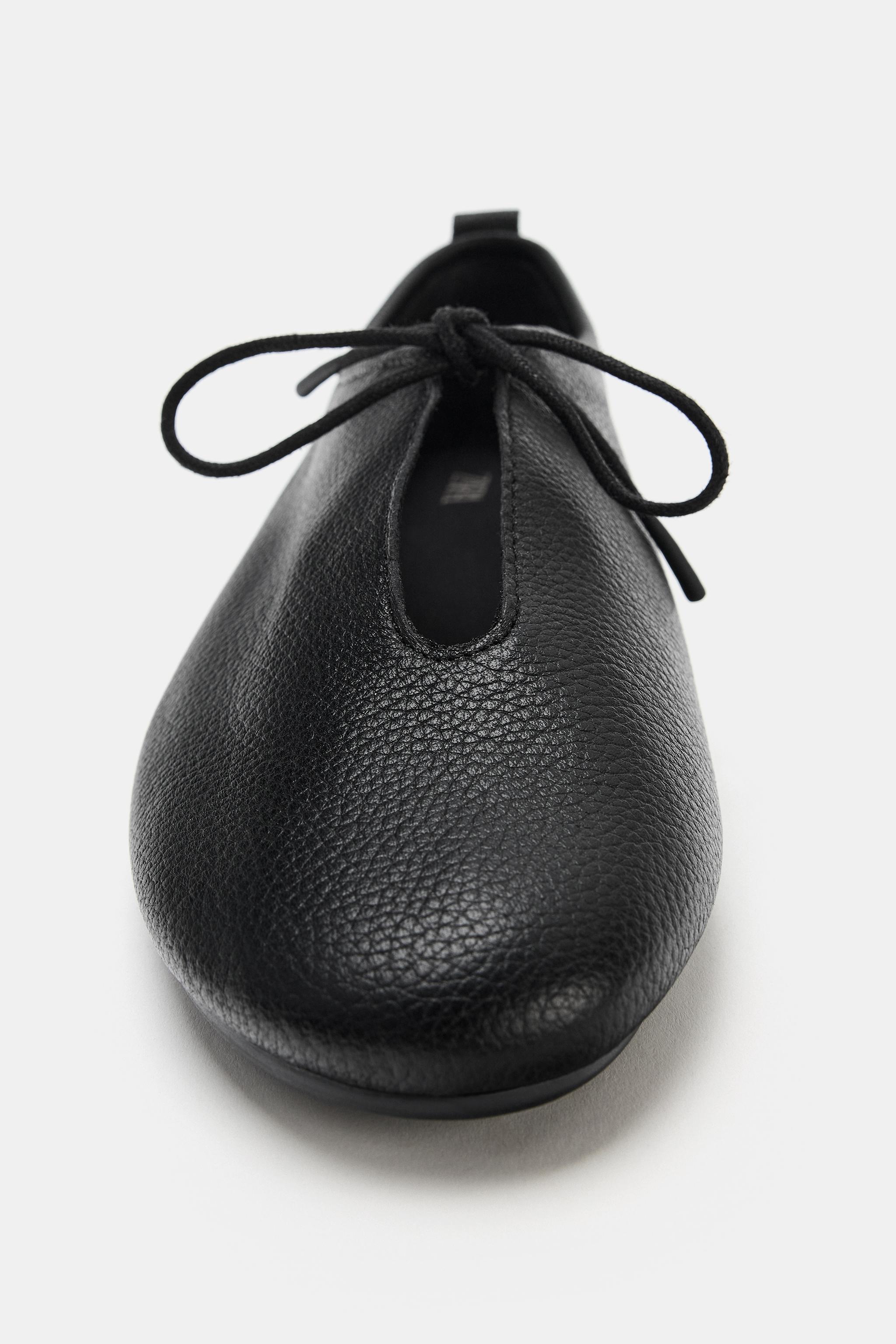 Обувь Zara LEATHER BALLET FLATS — фото 4