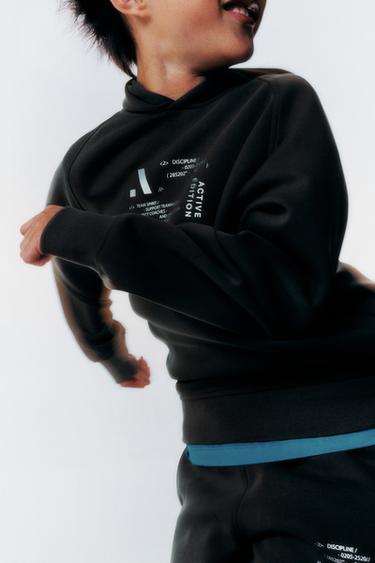 Zara REFLECTIVE LOGO HOODIE SWEATSHIRT - Brown - Image 0