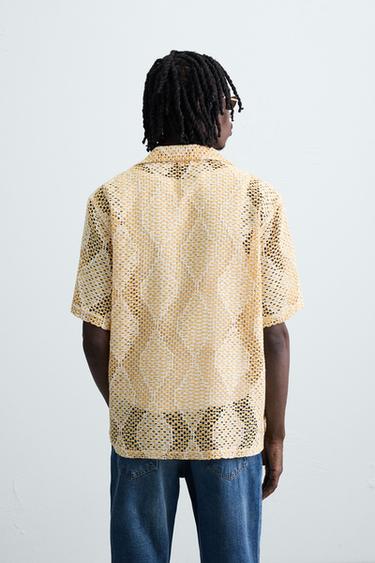CROCHET TEXTURED SHIRT - Yellow by Zara - Image 2