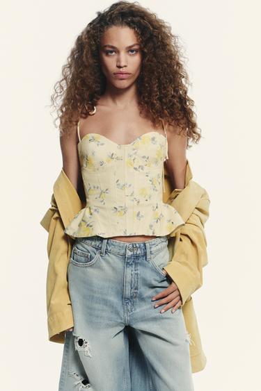 FLORAL POPLIN TOP - yellow by Zara