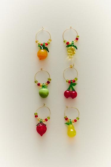 PACK OF FRUIT GLASS CHARMS (PACK OF 6) - Red by Zara - Image 4