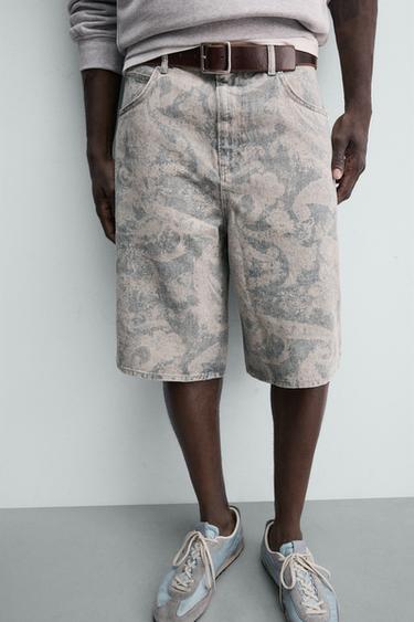 SHORT BAGGY À IMPRIMÉ PAISLEY - Bleu clair de Zara