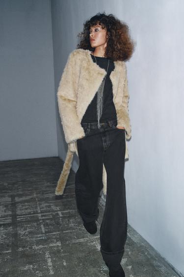 Zara ZW COLLECTION BAGGY FARMERKE SREDNJE VISOKOG STRUKA – Crna