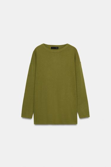 LONG KNIT JUMPER - Moss green by Zara