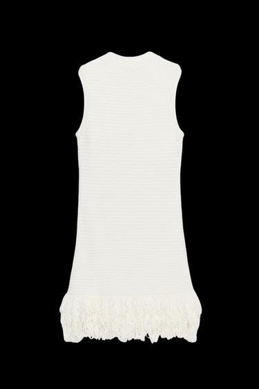 VESTIDO PUNTO CUADRILLÉ FLECOS - Crudo de Zara