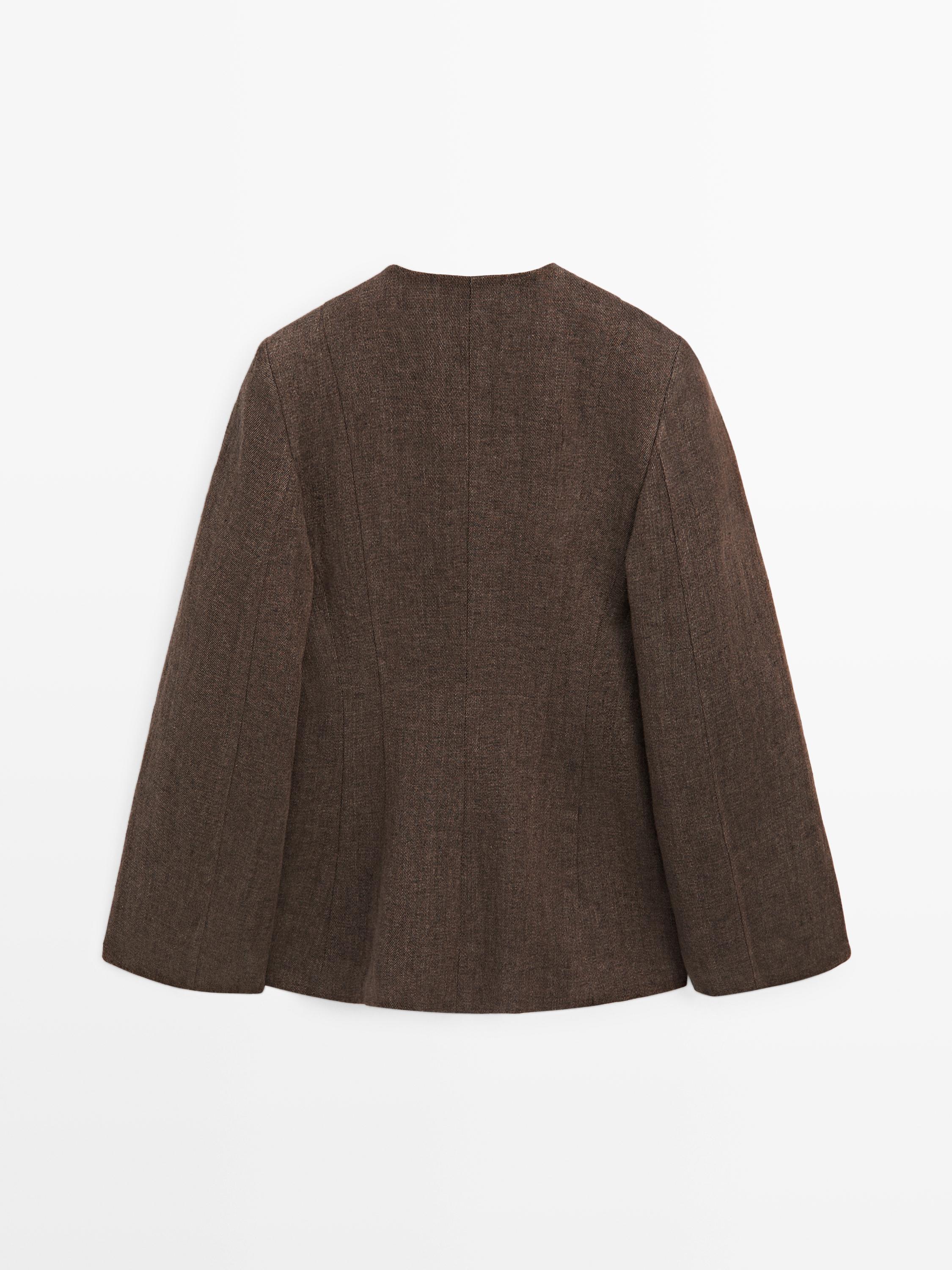 Veste sans revers 100% lin