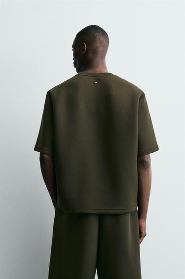 NEOPRENE-EFFECT SWEATSHIRT WITH STUD - Dark green by Zara - Image 2