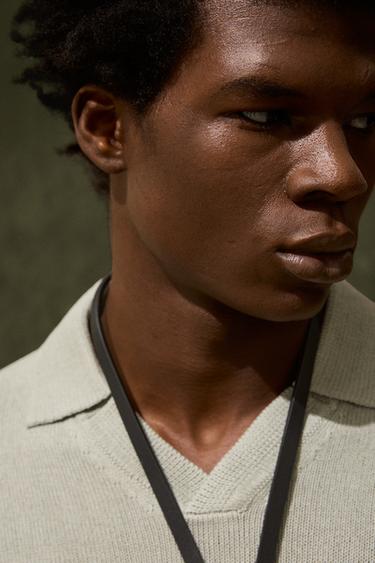 POLO EN MAILLE STRUCTURÉ - Vert sauge de Zara