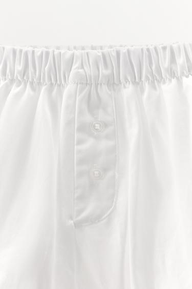 GATHERED POPLIN SHORTS - White by Zara - Image 7