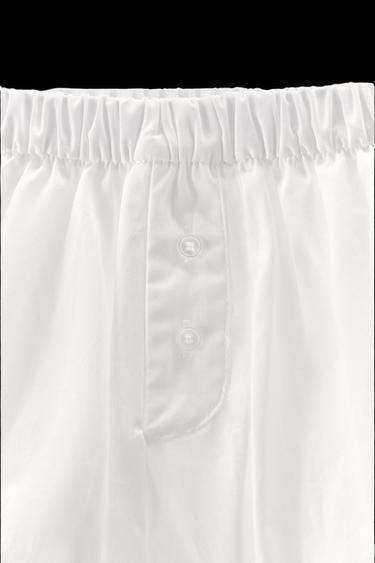Zara PUFF POPLIN SHORTS - White