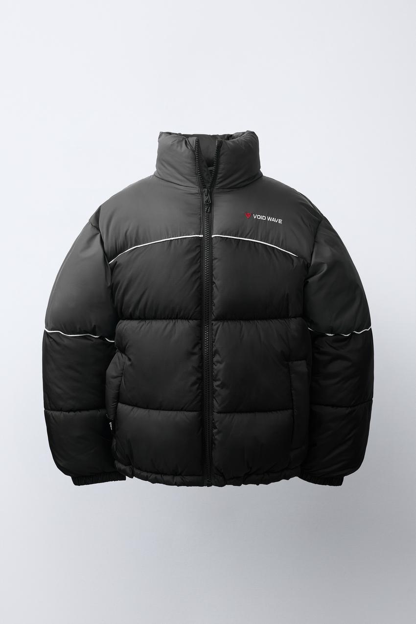 コントラスト 撥水加工入りパフジャケット - ブラック | ZARA Japan / 日本