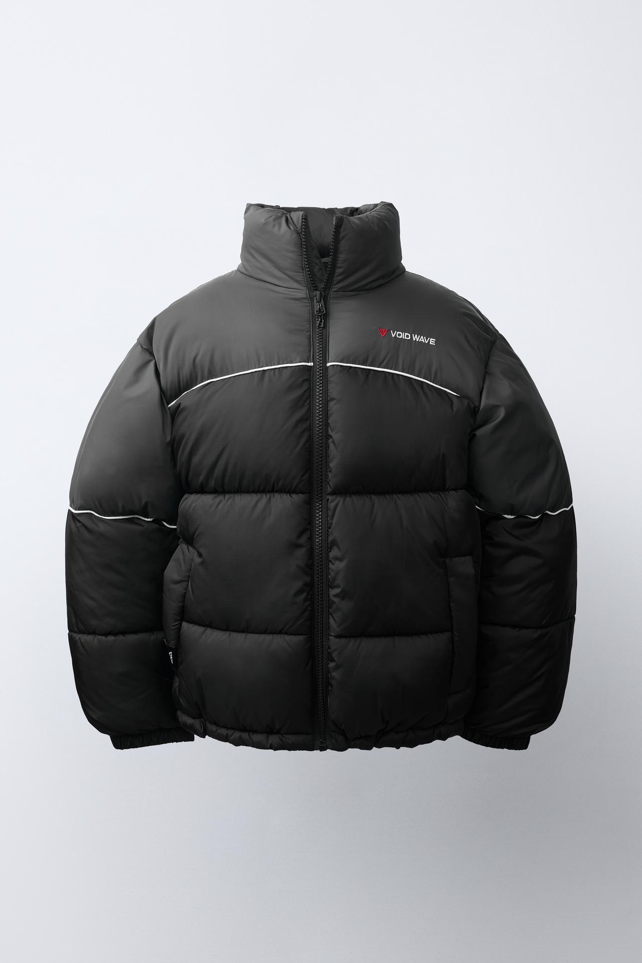 WATER-REPELLENT CONTRAST QUILTED JACKET — Black