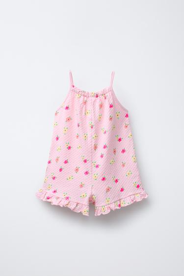 PRINTED TEXTURED PLAYSUIT - Pink by Zara