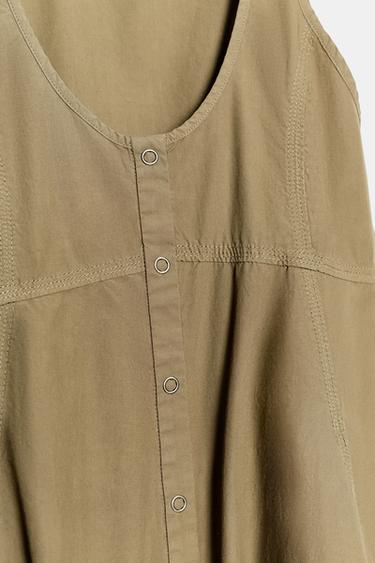 WASHED POPLIN DRESS - Dark khaki by Zara - Image 4