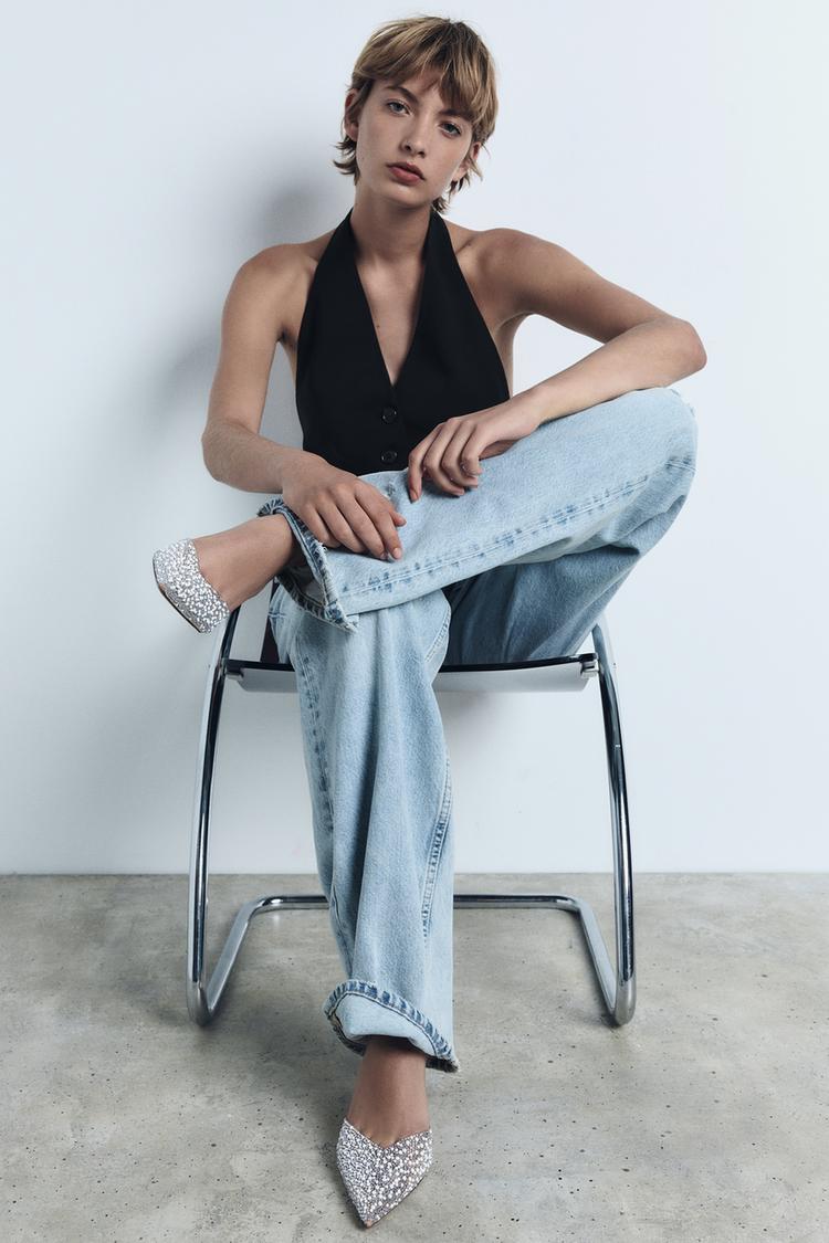 フェイクパール ハイヒール スリングバックシューズ - ベージュ | ZARA 