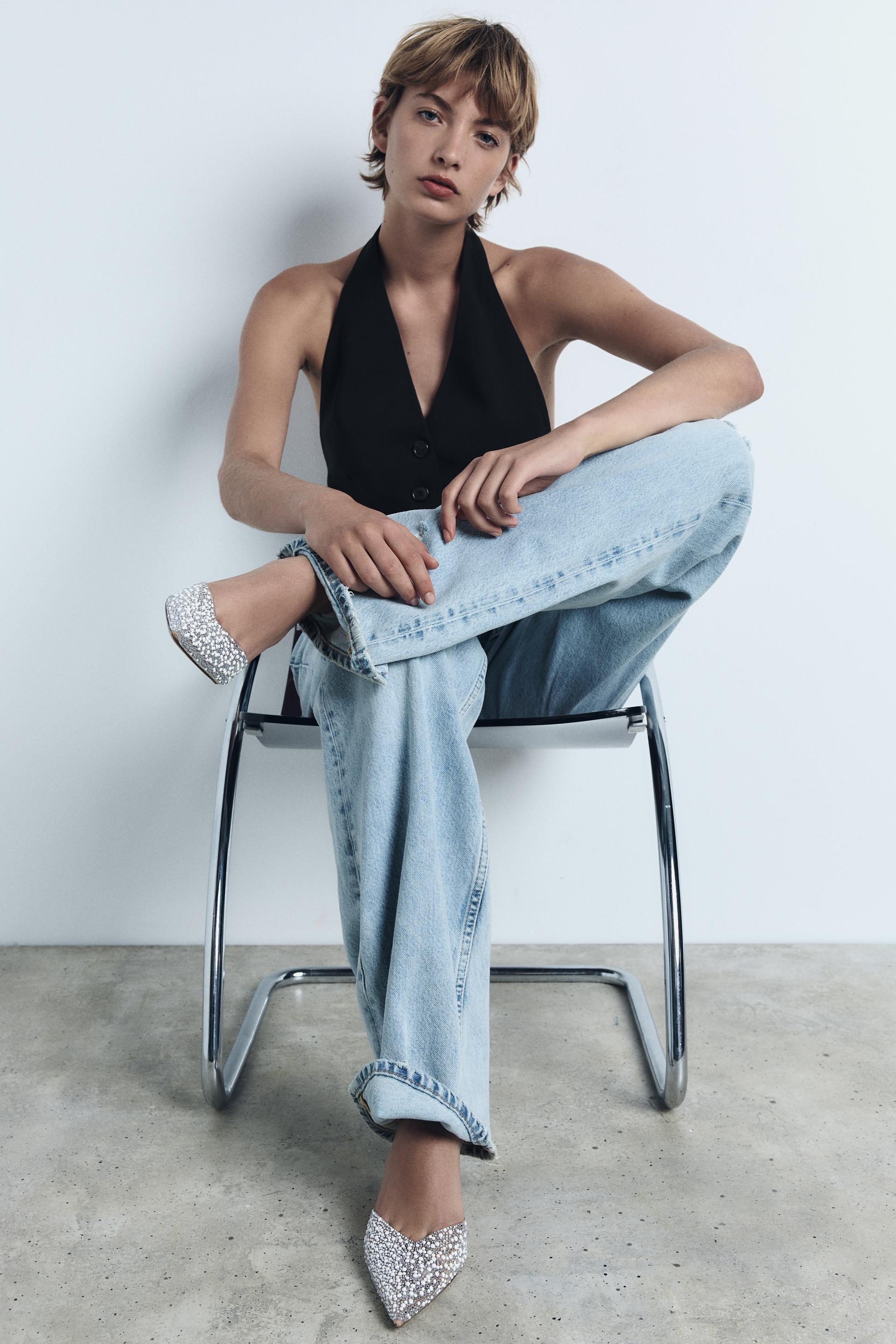 HIGH-HEEL SLINGBACK SHOES WITH FAUX PEARLS - Beige | ZARA India