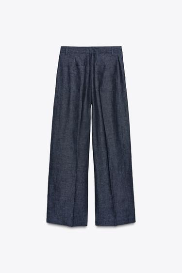 100% LINEN CROSS-WAIST TROUSERS - Indigo by Zara - Image 6